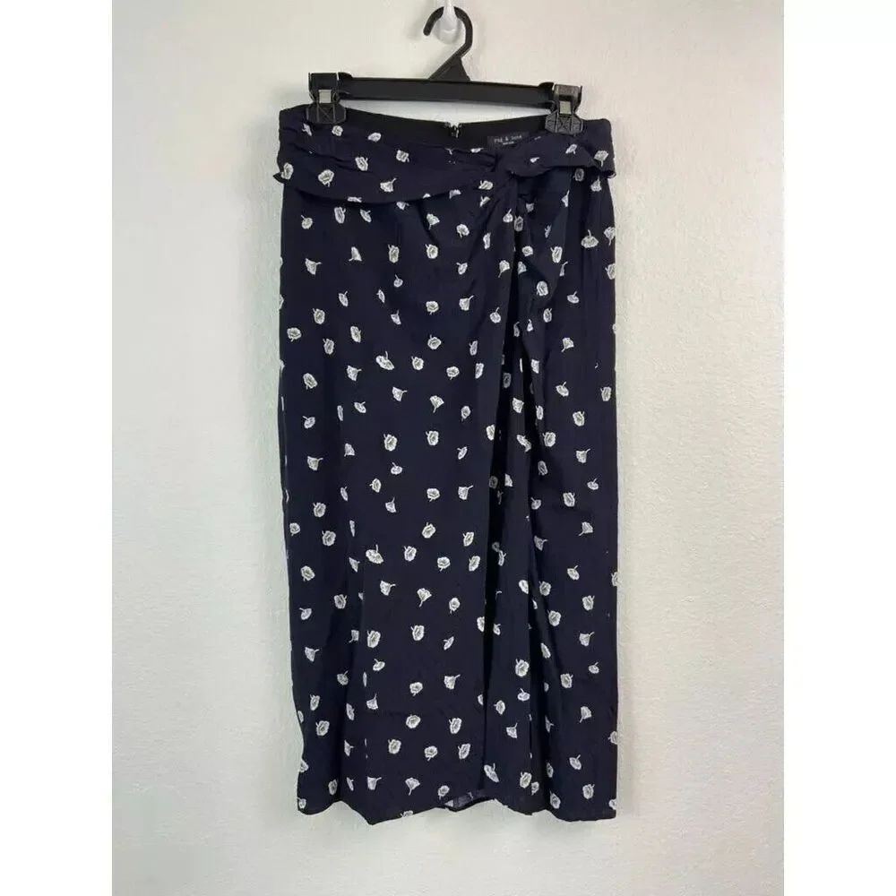 Rag and Bone women's 8 black amber floral-print jacquard midi skirt NWT dressy